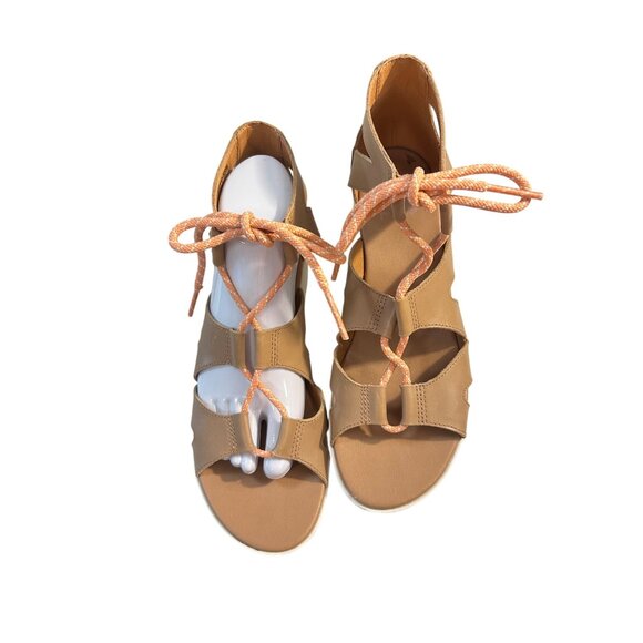 Sorel Women's Cameron Flatform Lace Sandals Honest Beige 9 - Picture 3 of 6